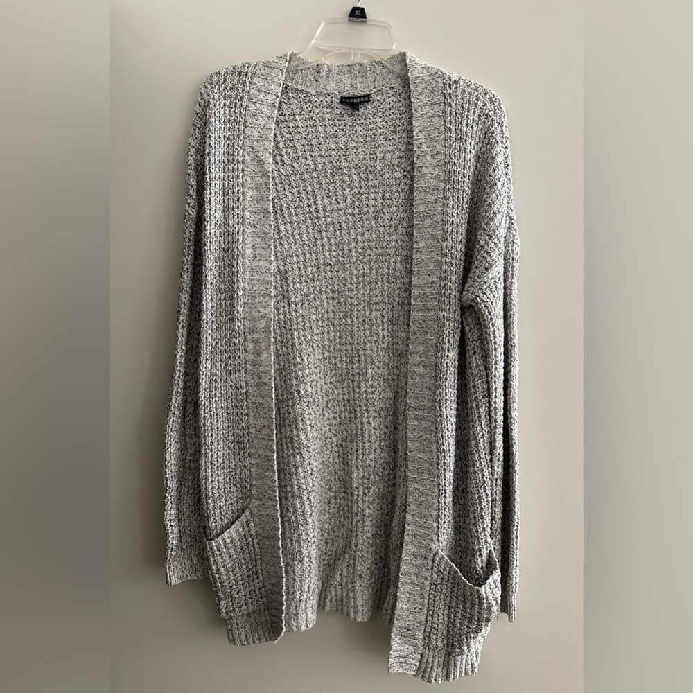 Express Gray Open-Front Cardigan